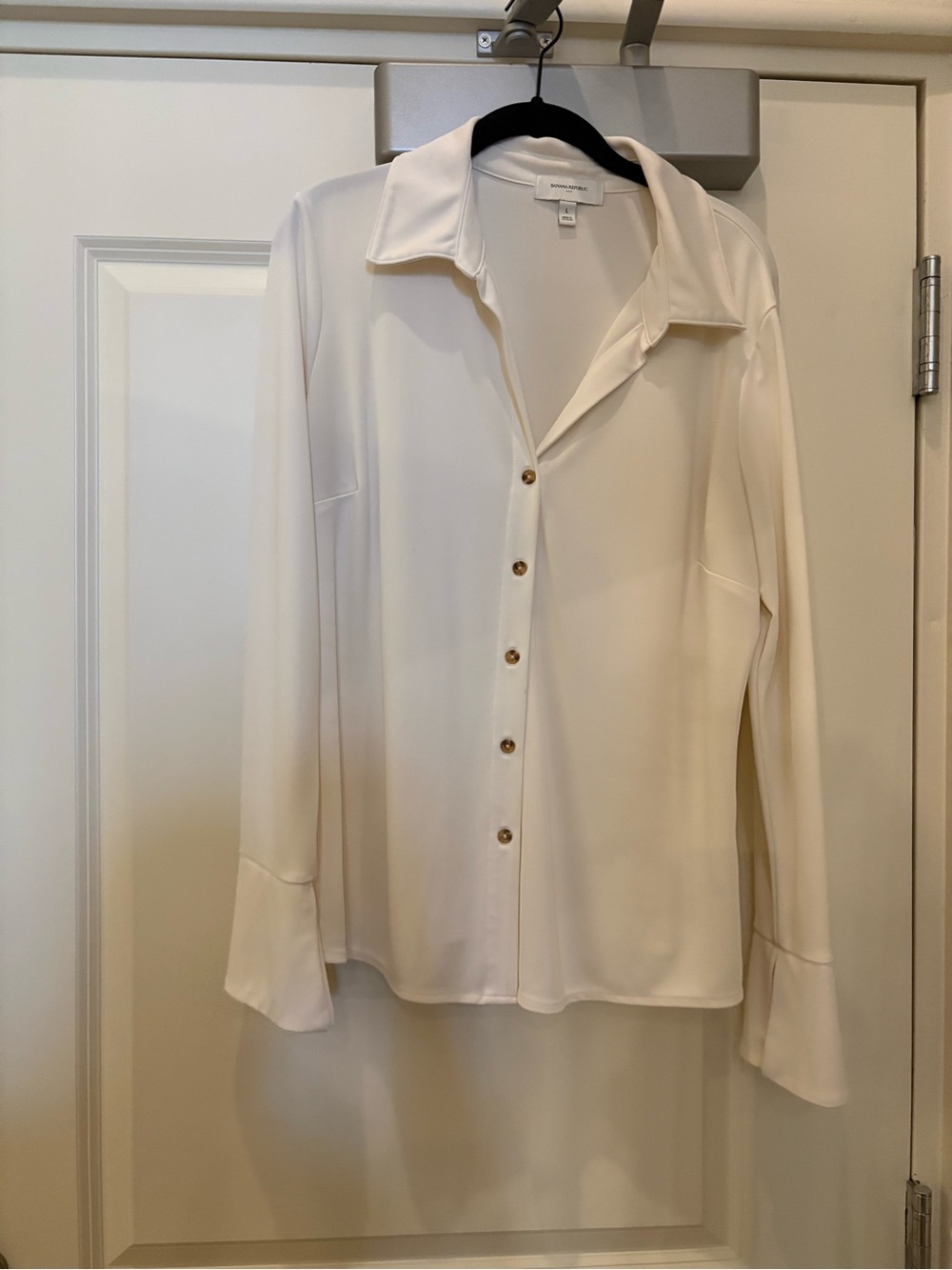 Banana Republic Cream Button-Down Silk-Like Blouse